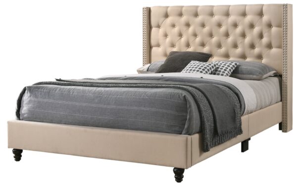 King Upholstered Transitional Bed - Beige
