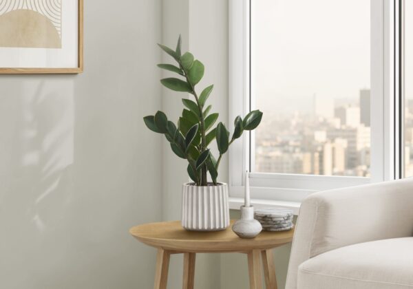 20" Tall, Artificial Plant, Zz, Indoor, Faux, Fake, Table, Greenery, Potted, Real Touch, Decorative - Green / Gray