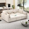 Sectional Sofa Modular U Shaped With Ottoman & USB Ports - Beige - Image 3