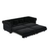 3 In 1 Pull Out Sofa Bed, King Size Sofa Bed, 3 Seater Sofa With Movable Ottoman, Tufted Design, Suitable For Living Rooms - Black - Image 20