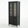 Vintage Display Cabinet With Double Glass Doors, Traditional Style For Collectibles, Ash Wood Veneer, 73.25" Tall - Black / Natural - Image 7