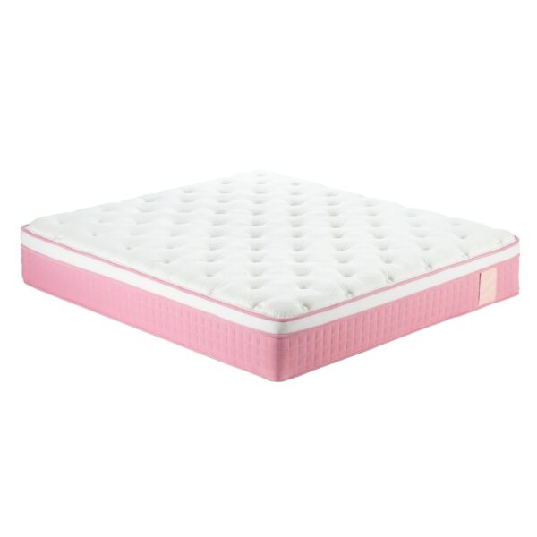 12" Full Size Hybrid Mattress 7 Zoned Individual Pocket Spring Memory Foam Cool Knitted Cover - Pink