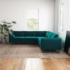 Amber - Velvet Corner Sectional Sofa - Teal - Image 15
