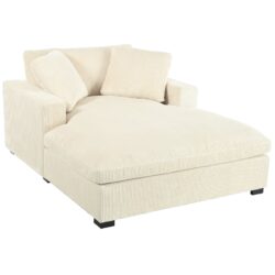 Oversized Chaise, Lounge Chair Classic Design, Soft Fabric, Durable Frame With Solid Wood Legs - Beige