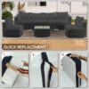 Cushion Covers For 7 Piece Wicker Sectional Sofa, 14 Pack Seat And Back Slipcovers With Zipper - Gray - Image 12