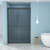 Double Sliding Glass Shower Door 8Mm Tempered Glass With Stainless Steel Frame - Matte Black - Image 2