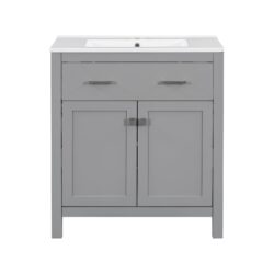 30" Bathroom Vanity With Sink And Soft Close Doors - Gray