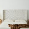Hosford - Upholstered Wingback Bed Queen With Base Platform, High Headboard - Cream White / Light Gray / Camel Oak - Image 5
