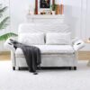 Letter Striped Multi Functional Sofa Bed With Adjustable Armrests And Backrests - Beige - Image 4