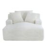 Cloudline - Oversized Chaise Lounge Chair In Soft Corduroy, Modern Comfy Couch With Full Foam Cushioning, Cozy Sleeper Sofabed For Living Room - Ivory - Image 11