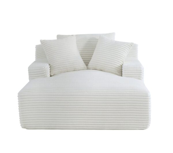 Cloudline - Oversized Chaise Lounge Chair In Soft Corduroy, Modern Comfy Couch With Full Foam Cushioning, Cozy Sleeper Sofabed For Living Room - Ivory