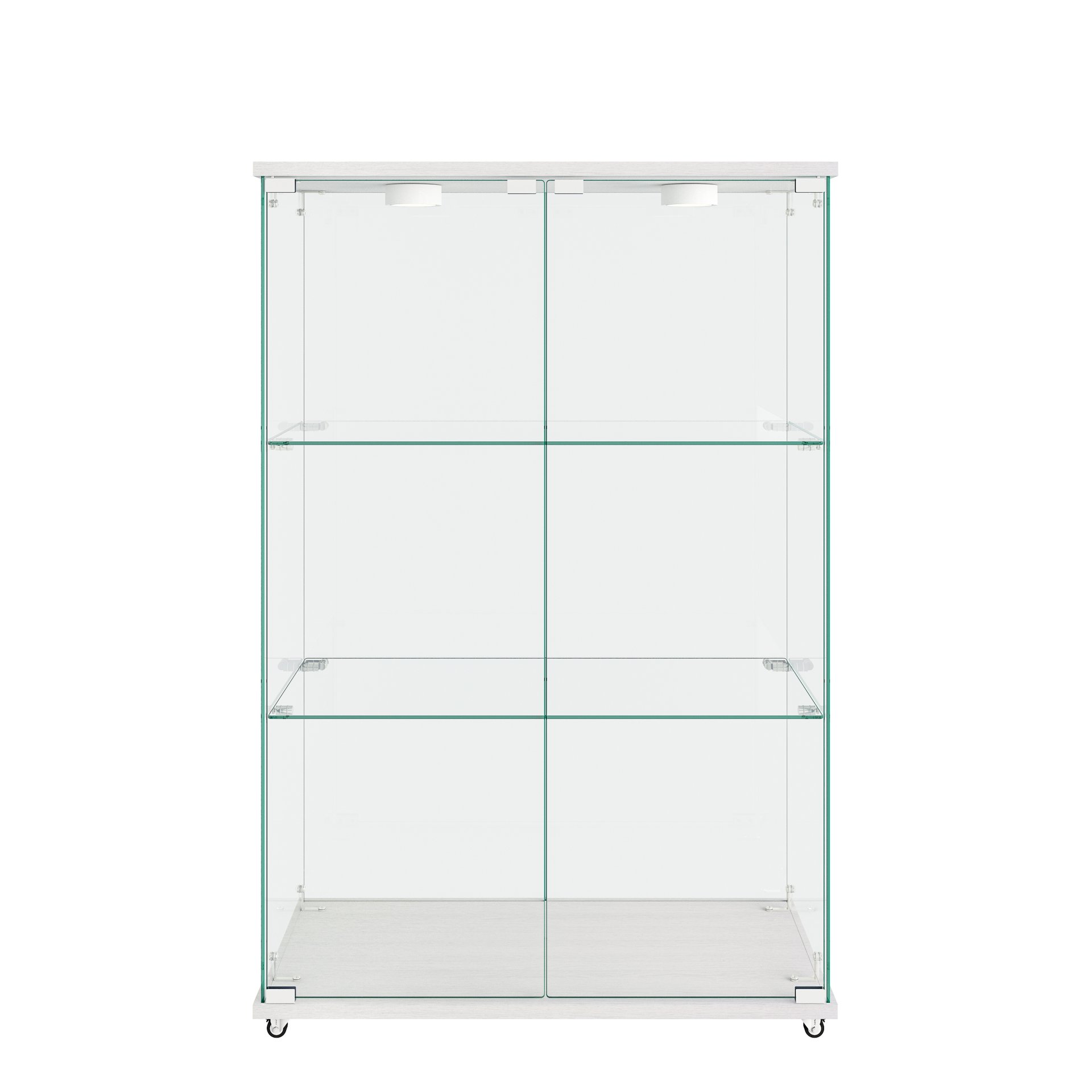 Modern Display Cabinet With LED Lights, Tempered Glass 2 Door Storage Case With 3 Shelves For Living Room - Transparent - Image 10