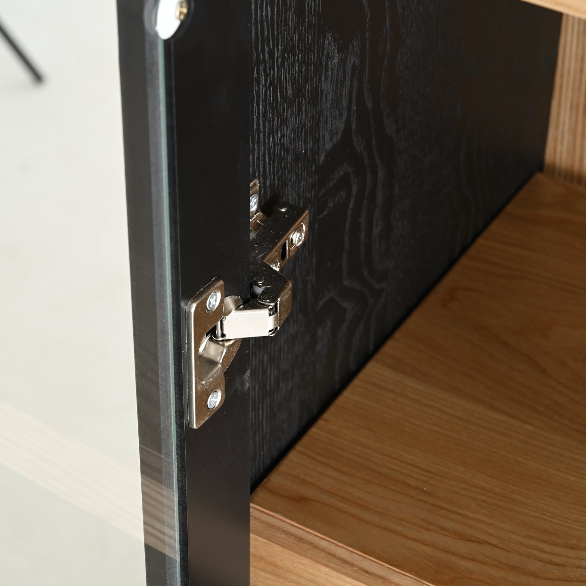 Mid Century Modern Style Tall Display Cabinet With Glass Doors For Collectibles - Black - Image 13