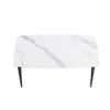 63" Modern Artificial Stone White Curved Black Metal Leg Dining Table, 6 People - White - Image 6