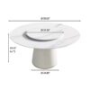 Modern Artificial Stone Round Plywood Base Dining Table, Can Accommodate 8 People, Artificial Stone Turntable (Not Including Chairs) - White / Beige - Image 3