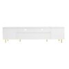 Modern TV Stand For TVs Up To 80", Entertainment Center With 2 Shelves And LED Lights, TV Storage Cabinet With 2 Drawers, 2 Cabinets And Metal Legs For Living Room - White - Image 22