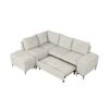 Versatile L Shaped Sofa Bed With Storage, Cup Holders, USB Ports Chenille - Beige - Image 16