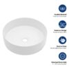 Vessel Bathroom Sink With Stain Resistant - White - Image 6