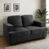 Modern Loveseat, Comfortable 2 Seater Couch With Deep Seating And High Density Foam, Loose Back Cushions, Wide Arms - Black - Image 8