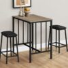 3 Pieces Dining Set, Counter Height, Rectangular, Small, Contemporary - Taupe - Image 3