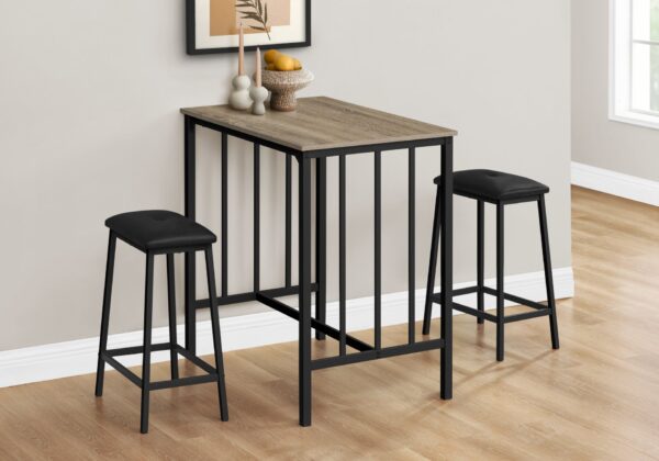 3 Pieces Dining Set, Counter Height, Rectangular, Small, Contemporary - Taupe
