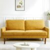 Sofa, European Style With Sleek Design, Modern & Vintage Flair, Upholstered 3 Seater Couch - Mustard Yellow - Image 7