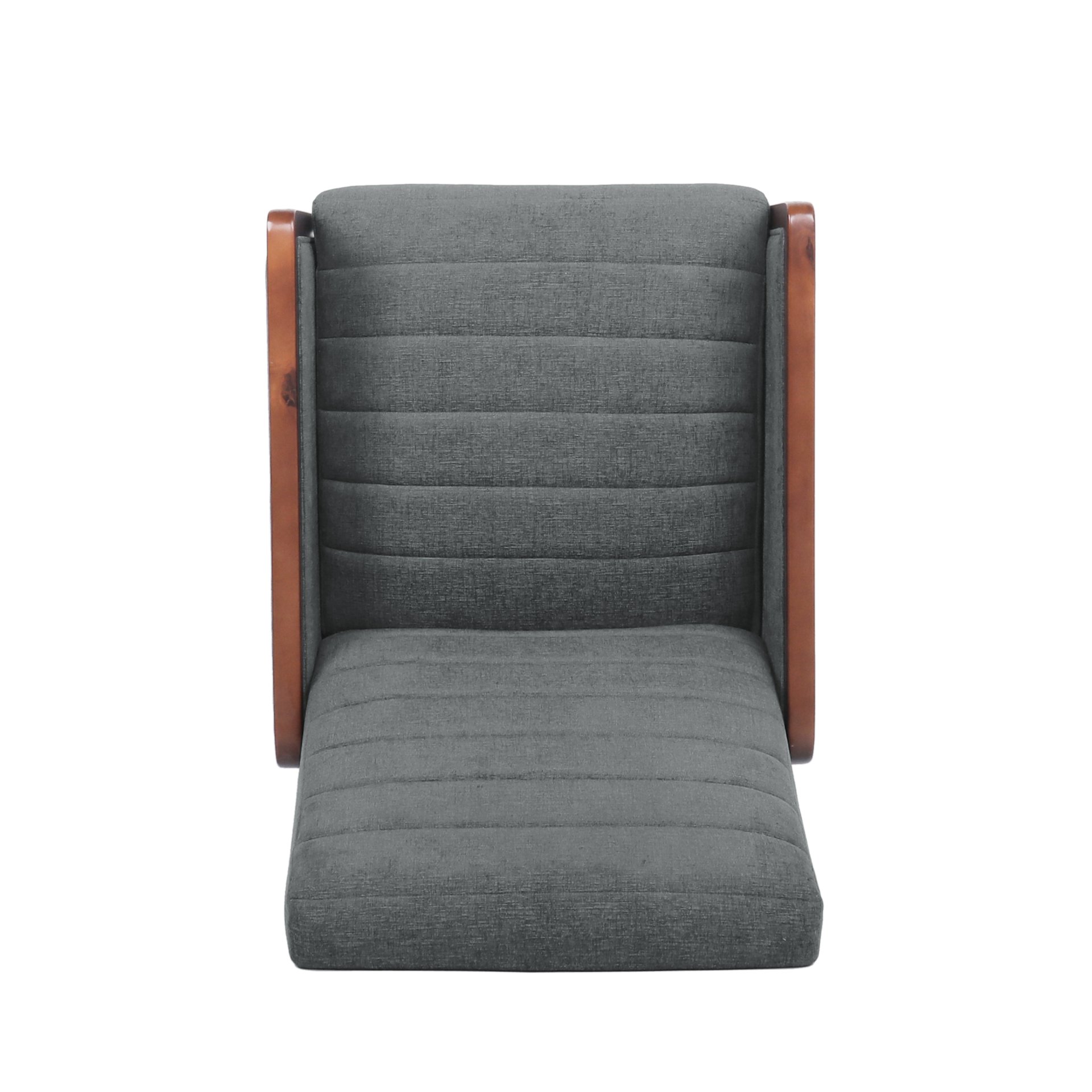 Mendota - Mid Century Modern Fabric Channel Stitch Wood Pushback Recliner - Gray - Image 15