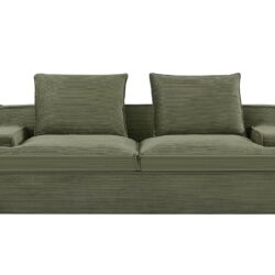 Nimbus - Oversized Full Foam 4 Seater Couch For Living Room Upholstered In Soft Corduroy, Wide Armrests - Green