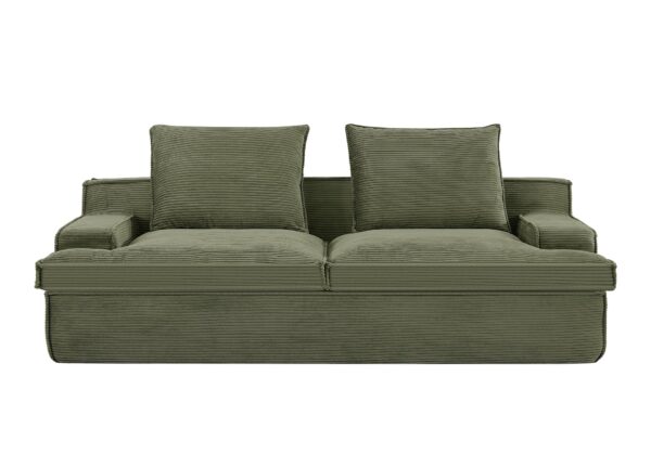 Nimbus - Oversized Full Foam 4 Seater Couch For Living Room Upholstered In Soft Corduroy, Wide Armrests - Green