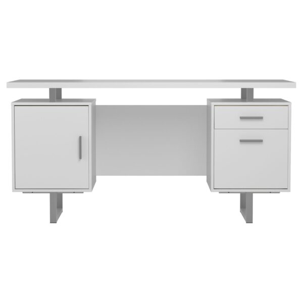 2 Drawer Computer Desk High Gloss Home Office - White
