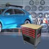 4 Drawers Multifunctional Tool Cart With Wheels And Wooden Top - Black / Red - Image 13