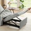 3 In 1 Convertible Sleeper Chair Sofa Bed, Adjustable Pull Out With Multi Pockets Velvet - Gray - Image 9