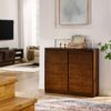 Sideboard, Buffet Cabinet With 2 Outlet Holes, Storage Cabinet For Entryway, Hallway, Living Room, Kitchen, Dining Room, Bedroom - Walnut - Image 4