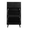 Allen - Rattan 2 Door 1 Drawer Cabinet Shoe Rack For Entrance, Double Layer - Black - Image 9