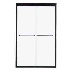 Modern Double Sliding Shower Enclosure, Tempered Glass - Matte Black