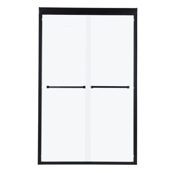 Modern Double Sliding Shower Enclosure, Tempered Glass - Matte Black