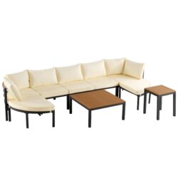 Outdoor Sectional Sofa Set Patio Seating Group With Cushions - Beige
