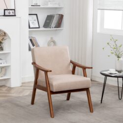 Accent Chair, Classic Mid Century Modern For Extra Seating - Light Camel