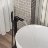 Freestanding Bathtub Faucet With Waterfall Tub Filler And Hand Shower - Matte Black - Image 4