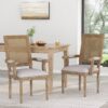 Elegant French Country Style Dining Chair With Cane Backrest - Light Gray - Image 2
