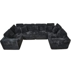 Modular U Shaped Sectional Sofa, 6 Seater Chaise Lounge With Reversible Design, Customizable Living Room - Black