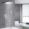 Luxury Bathroom Shower System With 12" Rain Shower Head Handheld Mixer - Brushed Gold - Image 4