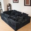 Modular U Shaped Sectional Sofa, 6 Seater Chaise Lounge With Reversible Design, Customizable Living Room - Black - Image 7