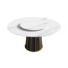 59.05" Modern Artificial Stone Round Panel Metal Iron Base Dining Table, Can Accommodate 8 People Artificial Stone Turntable (Not Including Chairs) - White / Black - Image 5