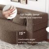 Modern Floor Sofa With 2 Pillows, Convertible Teddy Fabric Foam Filled Sleeper Sofa Bed, Full Size Folding Mattress For Living Room Guest Bed, Playroom, No Assembly Required - Brown - Image 12
