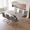 Elegant Extendable Dining Table Set With C Shaped Tube Chairs - Gray - Image 8