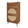 Allen - Rattan 2 Door 1 Drawer Cabinet Shoe Rack For Entrance, Double Layer - Walnut - Image 8