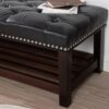 Wooden Base Upholstered Bench For Bedroom For Entryway - Black - Image 12