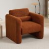 Modern Accent Chair Upholstered Comfy Reading Arm Chair Lambskin Sherpa Fabric - Burnt Orange - Image 6