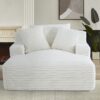 Cloudline - Oversized Chaise Lounge Chair In Soft Corduroy, Modern Comfy Couch With Full Foam Cushioning, Cozy Sleeper Sofabed For Living Room - Ivory - Image 7